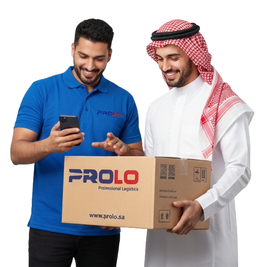 Arab male delivery boy is delivering parcel to an arab woman in hijab or burqa