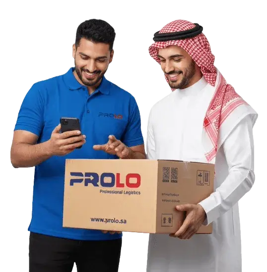 Arab male delivery boy is delivering parcel to an arab woman in hijab or burqa